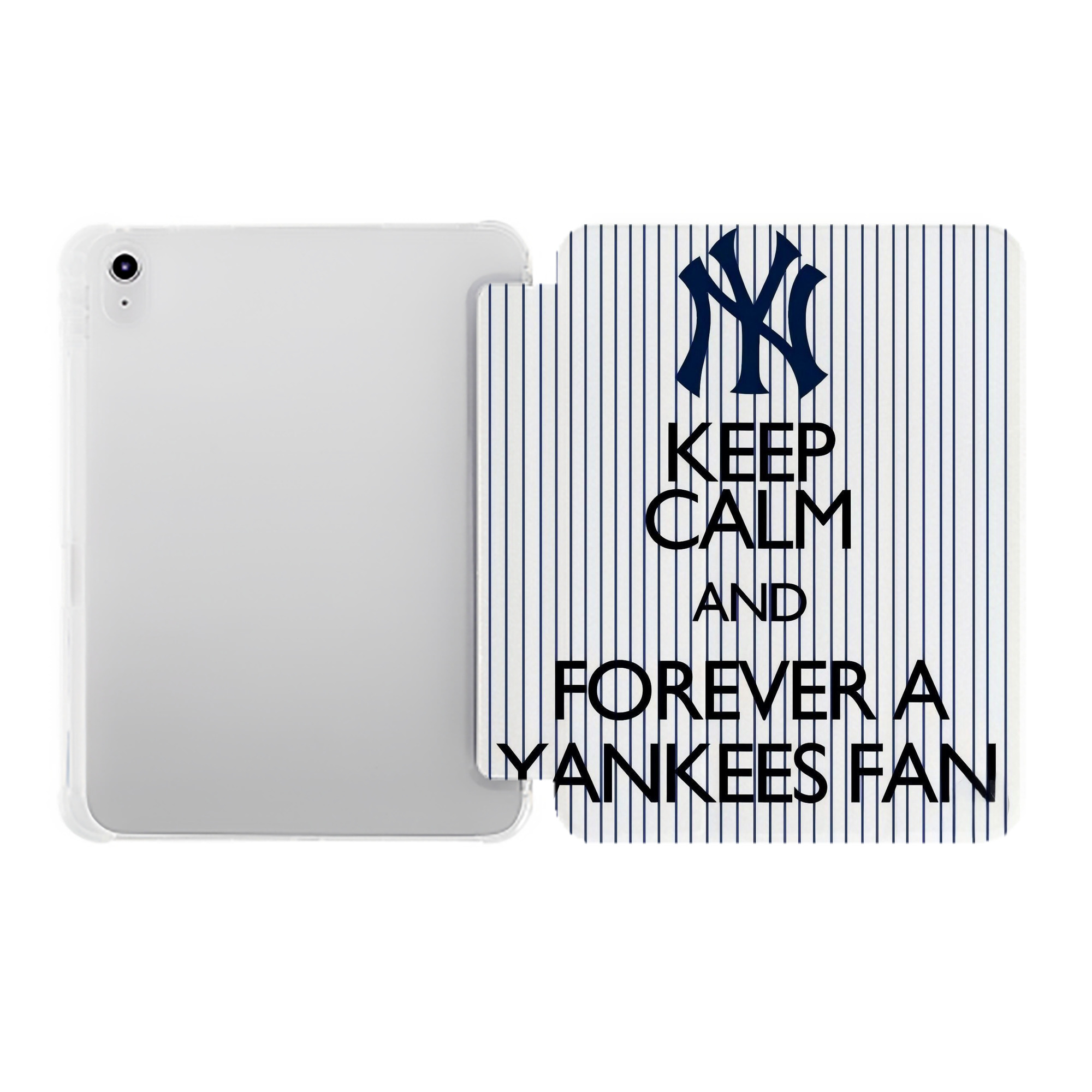 New York Yankees 158 Premium Tri-Fold PU Leather & Silicone IPad Case With Pencil Slot – Fits 9.5,10.5,10.9 – Adjustable Stand, Slim, Protective